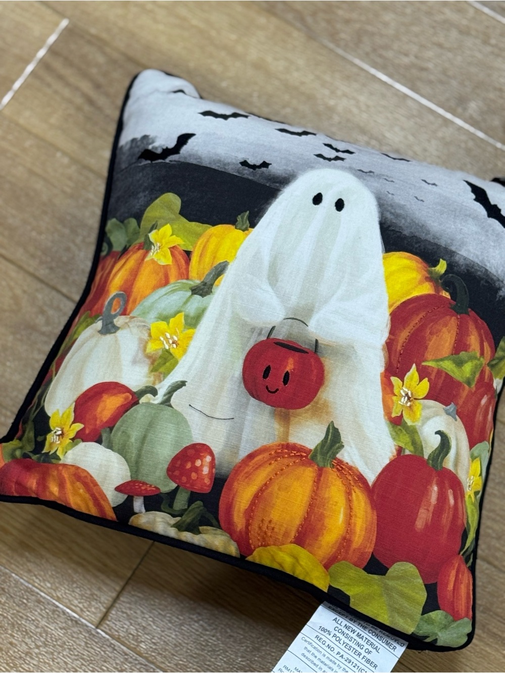 Halloween Ghost & Pumpkins Decorative Throw Pillow